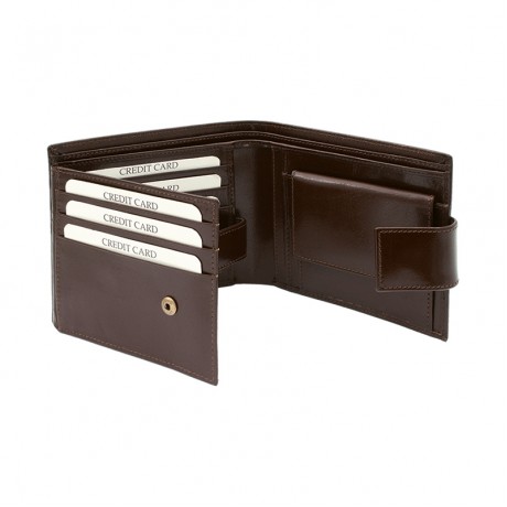 Portofel din piele negru cu capsa 12.5x9.5cm