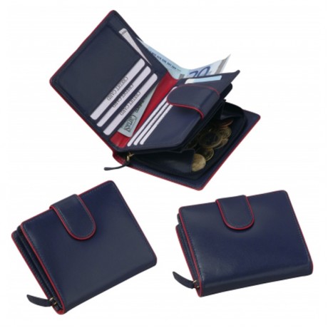 Portofel dama piele Blu cu capsa 9x11cm