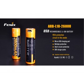 Baterie reincarcabila USB 18650 2600mAh Fenix ARB-L 18-2600U 