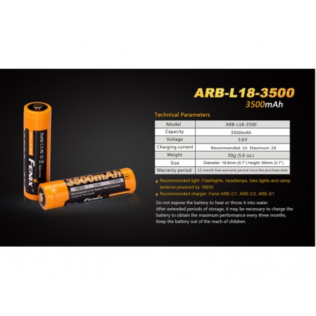 Baterie reincarcabila 18650 3500mAh Fenix ARB-L 18-3500