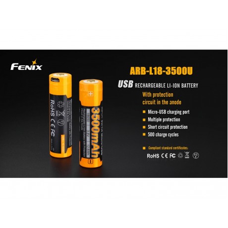 Baterie reincarcabila USB 18650 3500mAh Fenix ARB-L 18-3500U