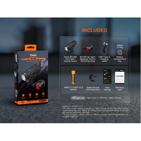 Lanterna led pentru bicicleta set fata spate Fenix BC28R Combo