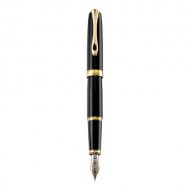 Stilou de lux cu penita aurita 14K Diplomat Excellence A2 Black Lacquer Gold 